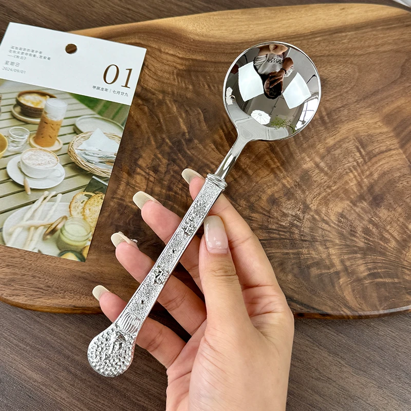 chockmen卓德铭18/10不锈钢高奢孔雀勺圆勺钢勺吃饭勺重工家用