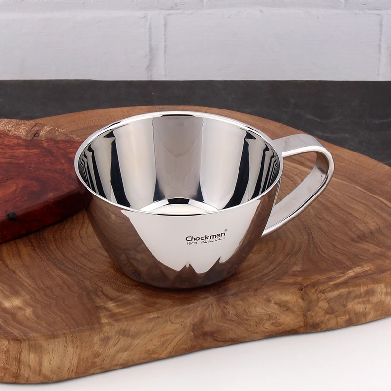 chockmen卓德铭18/10不锈钢莲花双层防烫多用牛奶杯子燕麦早餐杯