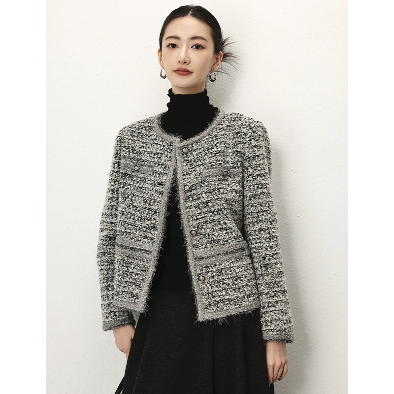 轻奢名媛小香风外套2025春季新款时尚百搭羊毛混纺上衣WT6015