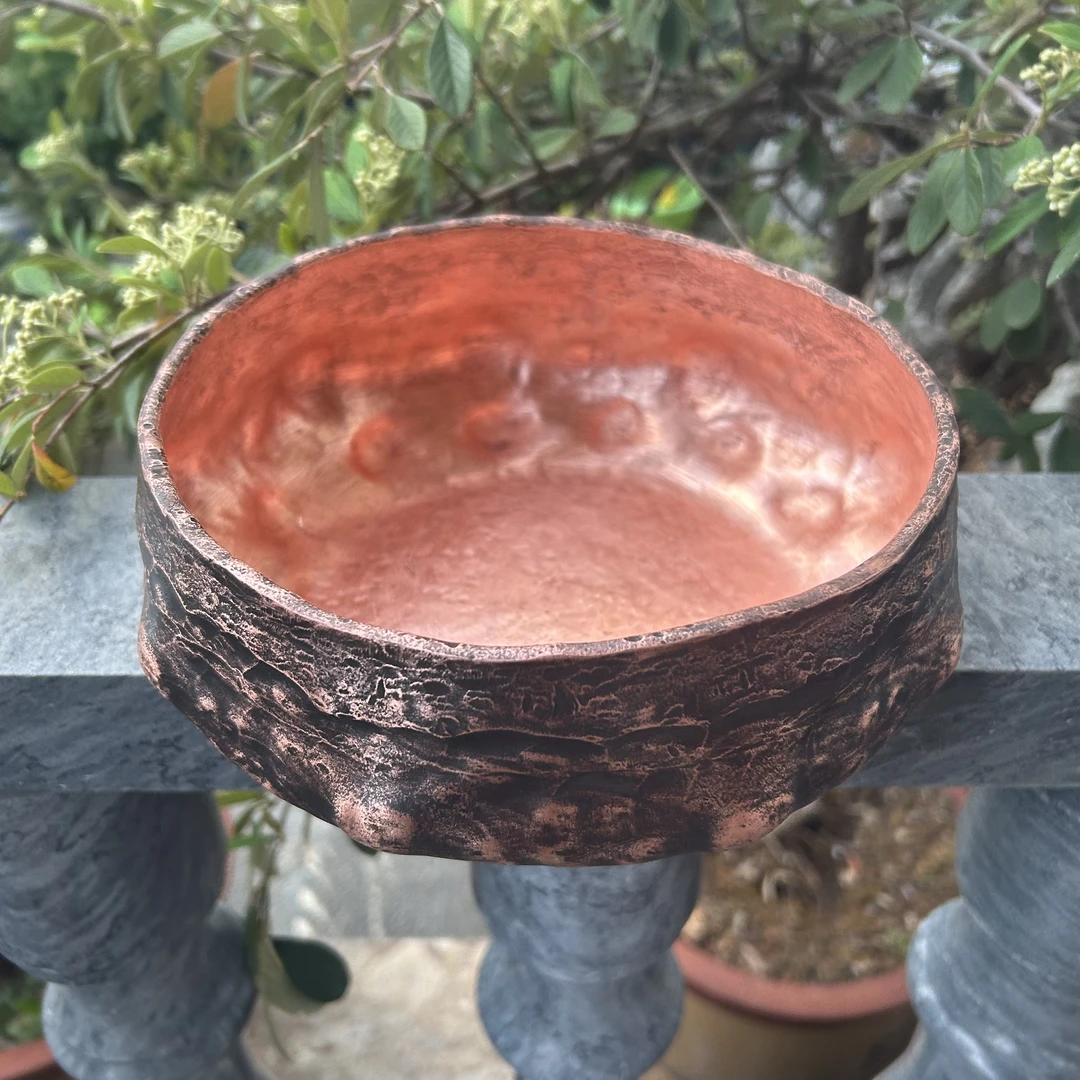 紫铜纯手工锤纹老式茶洗5.0厚度（20公分直径 ）