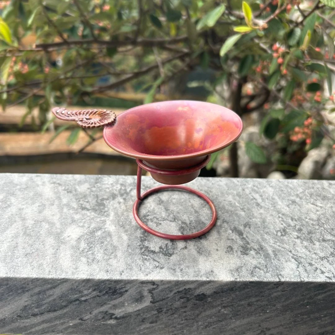 纯紫铜手工淬火色工艺茶滤（带底座）口径8cm茶漏