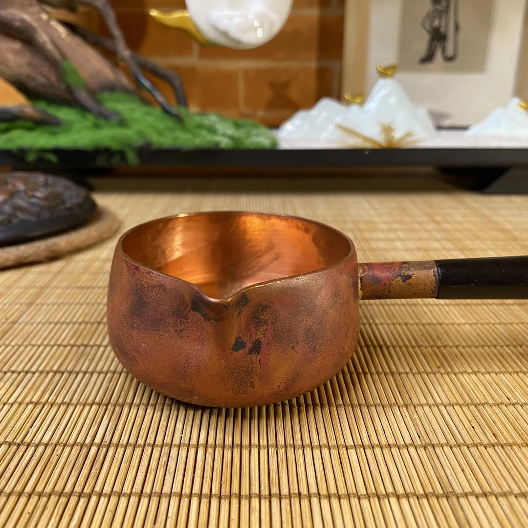 110ml紫铜纯全手工火烧云系列烤色黑檀木把手古法勺子(012)