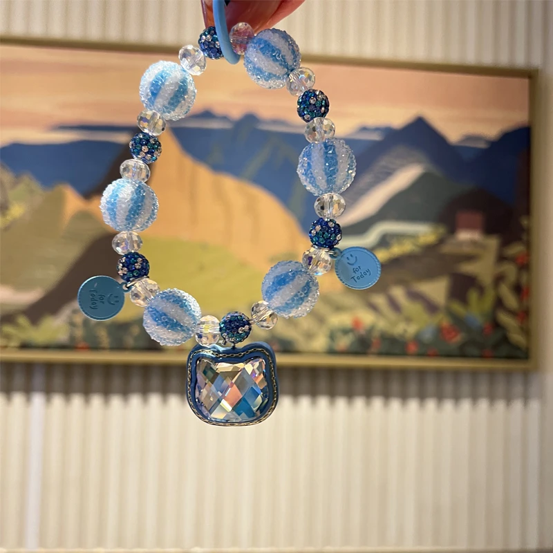 手机链短款手腕手链条挂绳水钻高端轻奢手机壳挂链爱心可爱女款闪