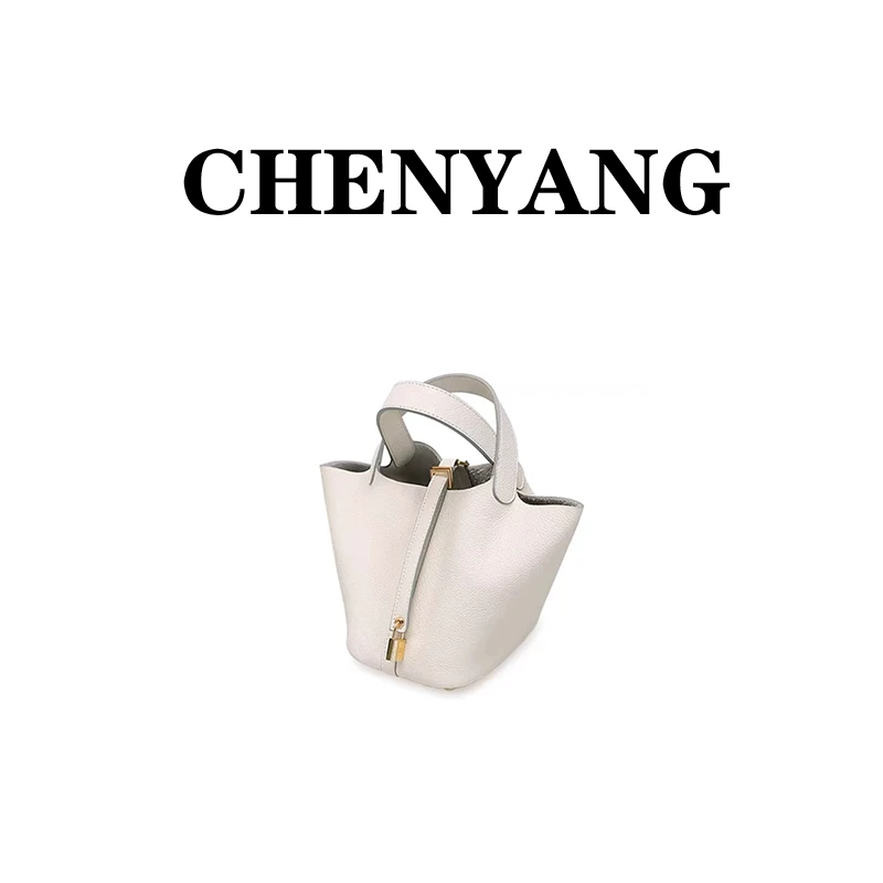 【CHENYANG】时尚水桶包真皮手提包大容量菜篮子包包