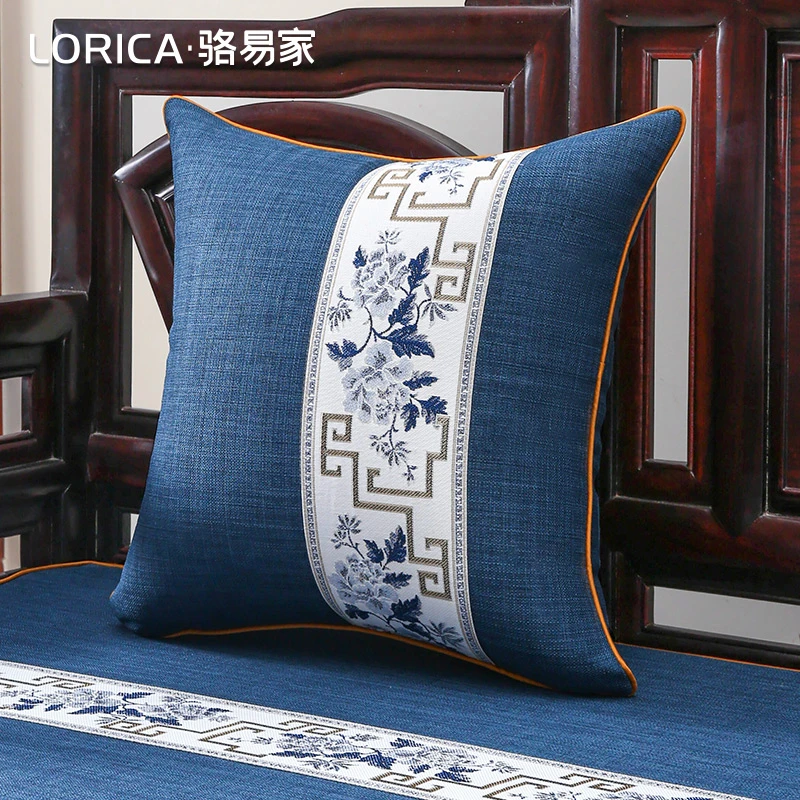 骆易家【国色芳华】沙发抱枕新中式红木可拆洗靠枕套客厅腰枕靠背垫