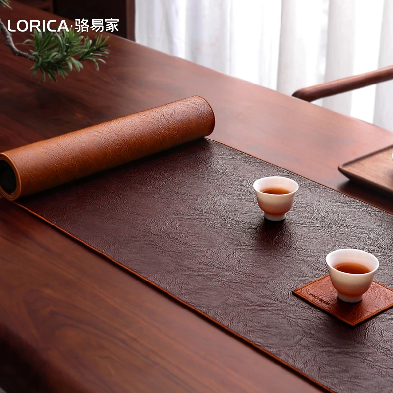 骆易家【陌野】皮革桌布防水防油桌旗新中式茶几桌垫茶桌垫布可定制