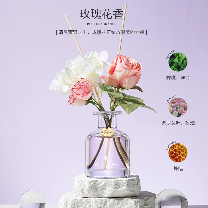 夏克露丝花艺趣事无火香薰插花室内清新除味玫瑰花