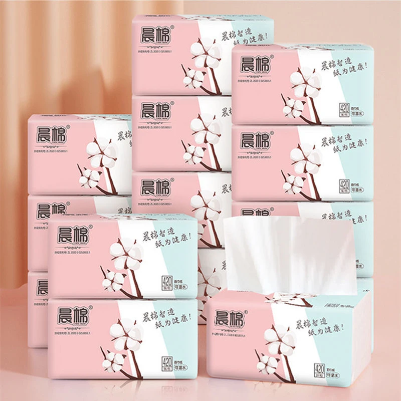 【四边压花晨棉420张抽纸5层加厚干湿两用母婴级家庭装柔纸巾