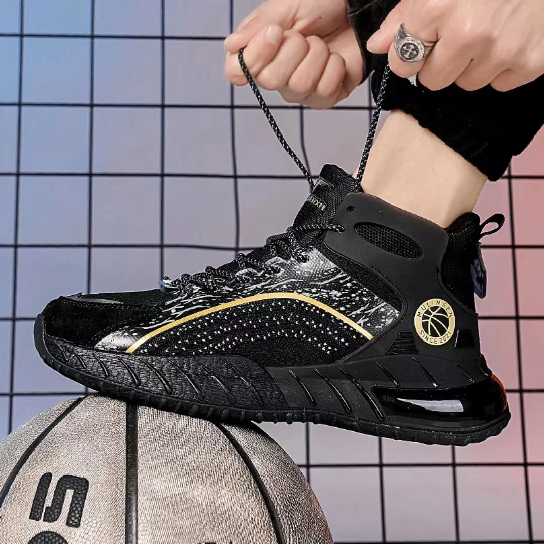 高品质爆米花跑步篮球鞋舒适软底透气高帮潮鞋时尚运动款休闲鞋01