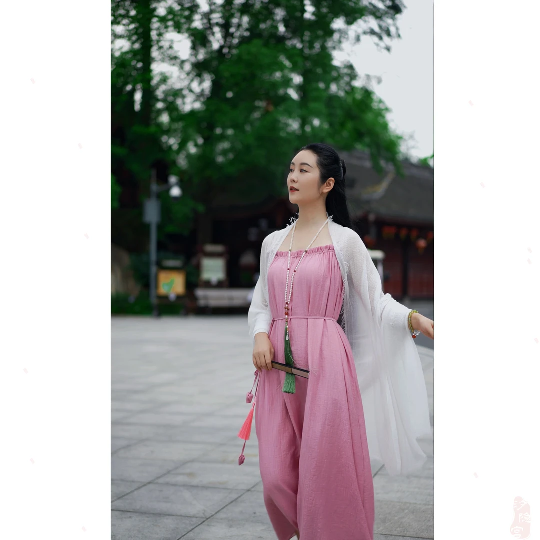 【桃花仙】中式百搭春夏粉色系穿搭连衣裙
