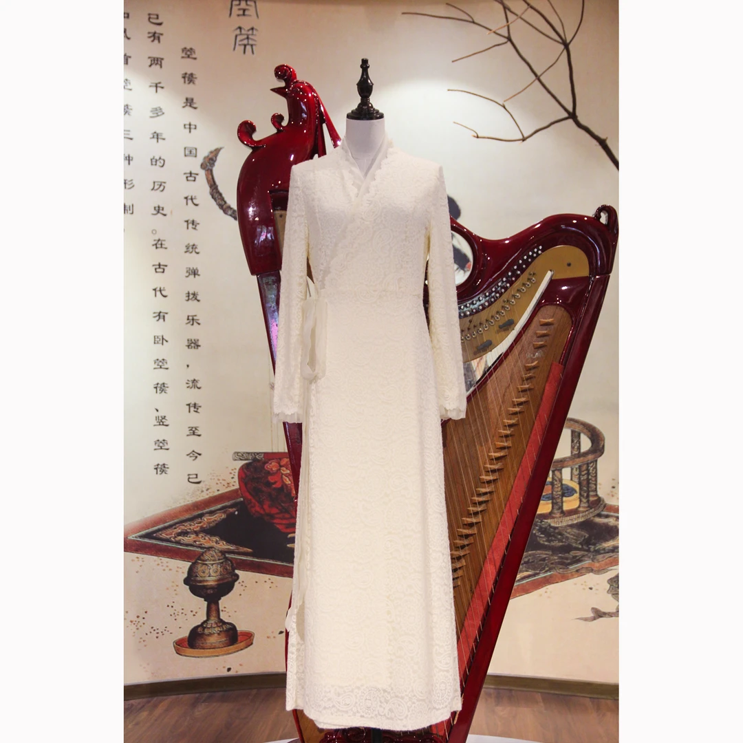 【素纱雪影】秋季国风蕾丝长款复古中式女装日常服装气质连衣裙