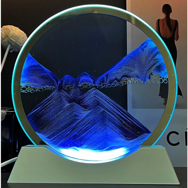 大号实木发光解压流沙画摆件创意家居客厅玄关酒柜电视机柜装饰品