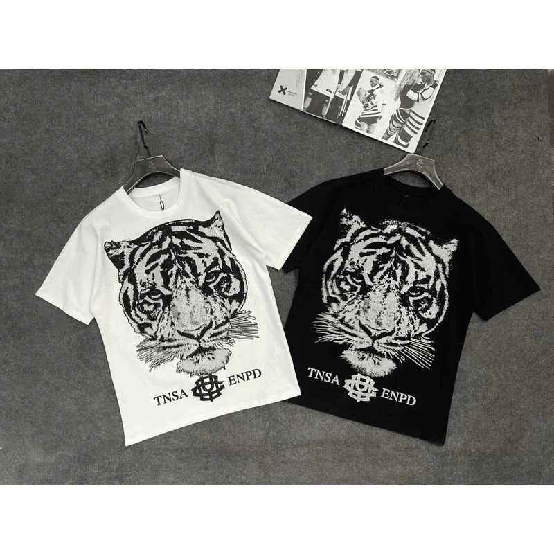 11702—11128满钻老虎卫裤成套装重工男士t恤轻奢潮流时尚休闲潮流