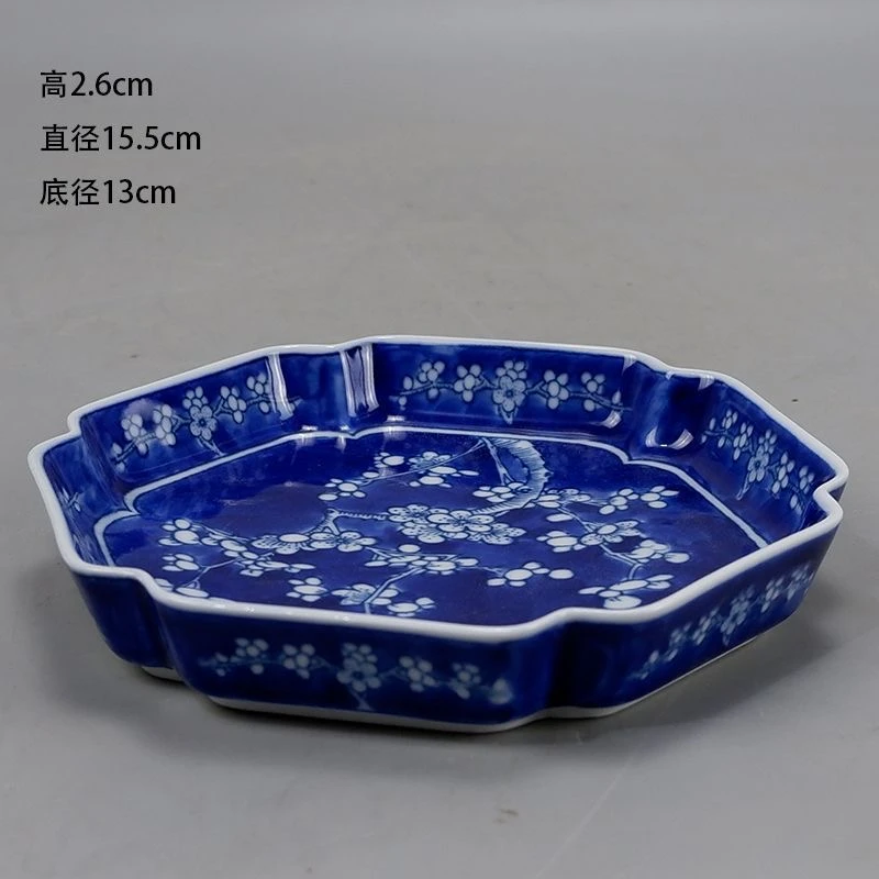 七十年代景德镇人民瓷厂冰梅纹六方壶承旧货老货真品收藏茶盘茶具