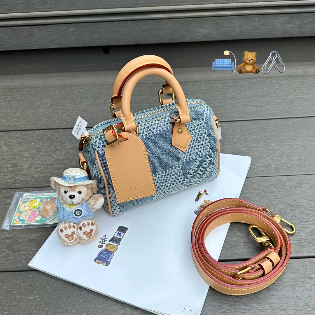 全新未使用 LouisVuitton/路易威登 只盒/Lv菲董棋盘格牛仔Sp18包