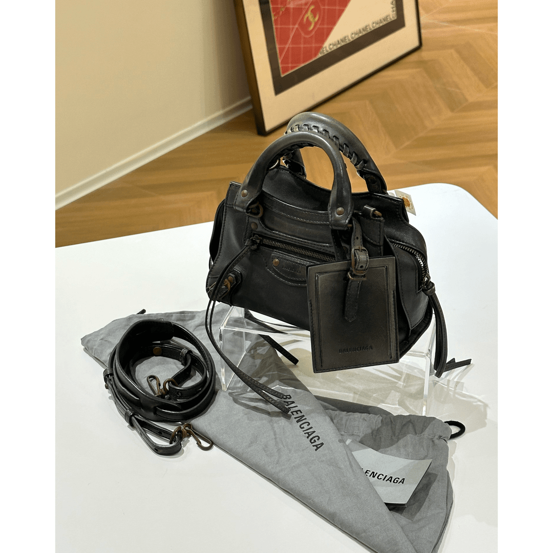 95新 Balenciaga/巴黎世家 只盒/巴黎世家neo classic做旧机车包