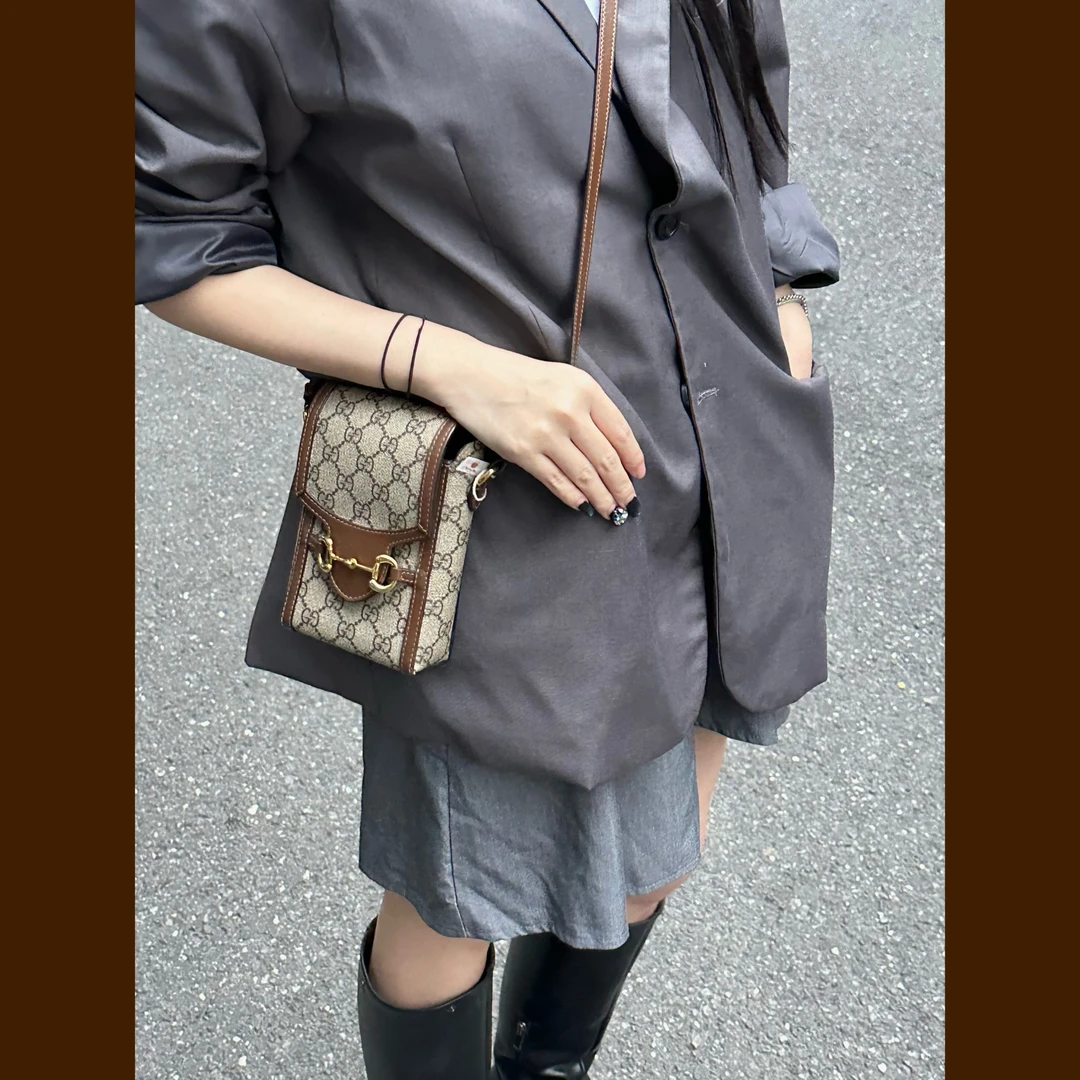 90新 GUCCI/GUCCI 只盒/Gucci 1955经典款手机包