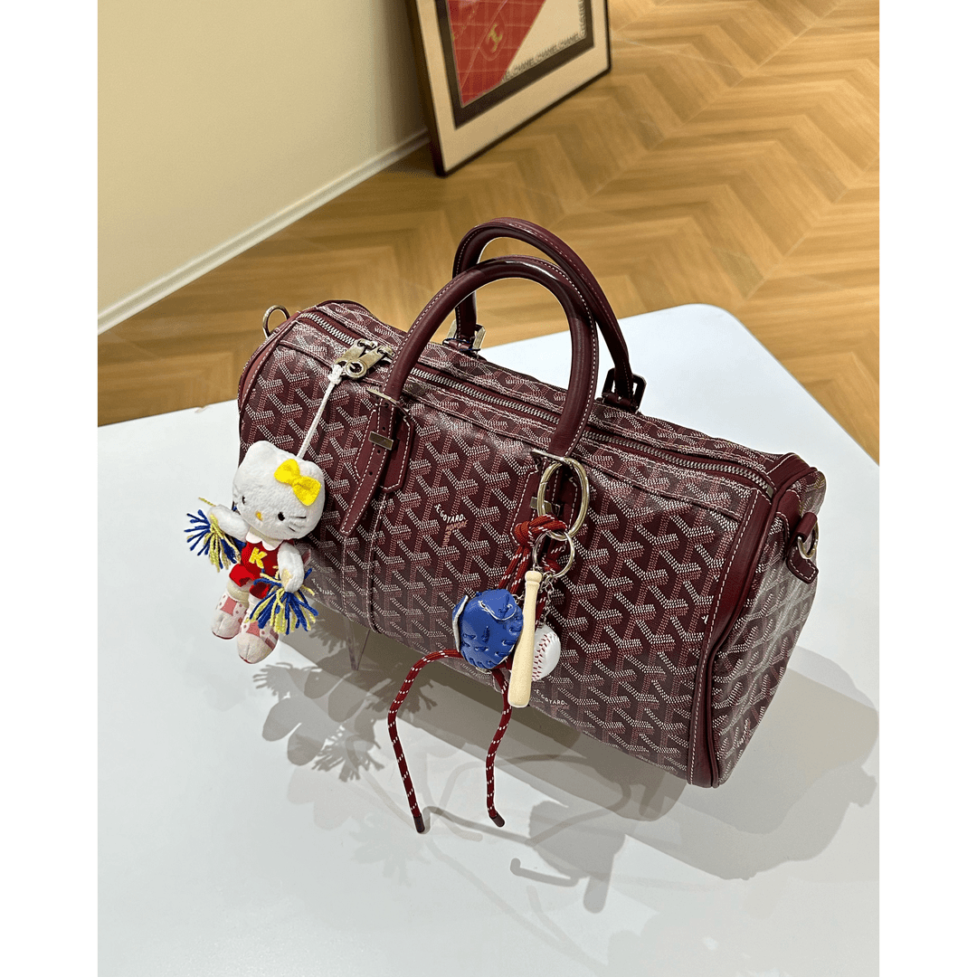 95新 Gaoy/戈雅 只盒/戈雅中古浆果紫35波士顿手提包