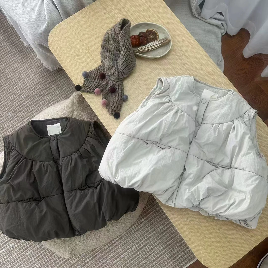 〖姐姐家〗2024冬款儿童萌娃穿搭花苞下摆嘭嘭马甲sq6711 sy3535