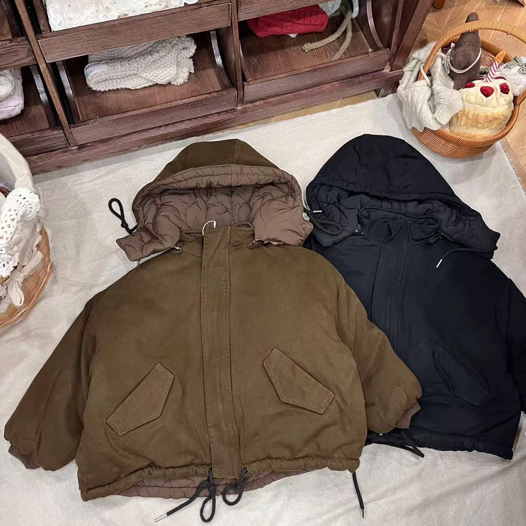 〖姐姐家〗2024冬款儿童萌娃穿搭带帽复古棉袄外套 zd2484
