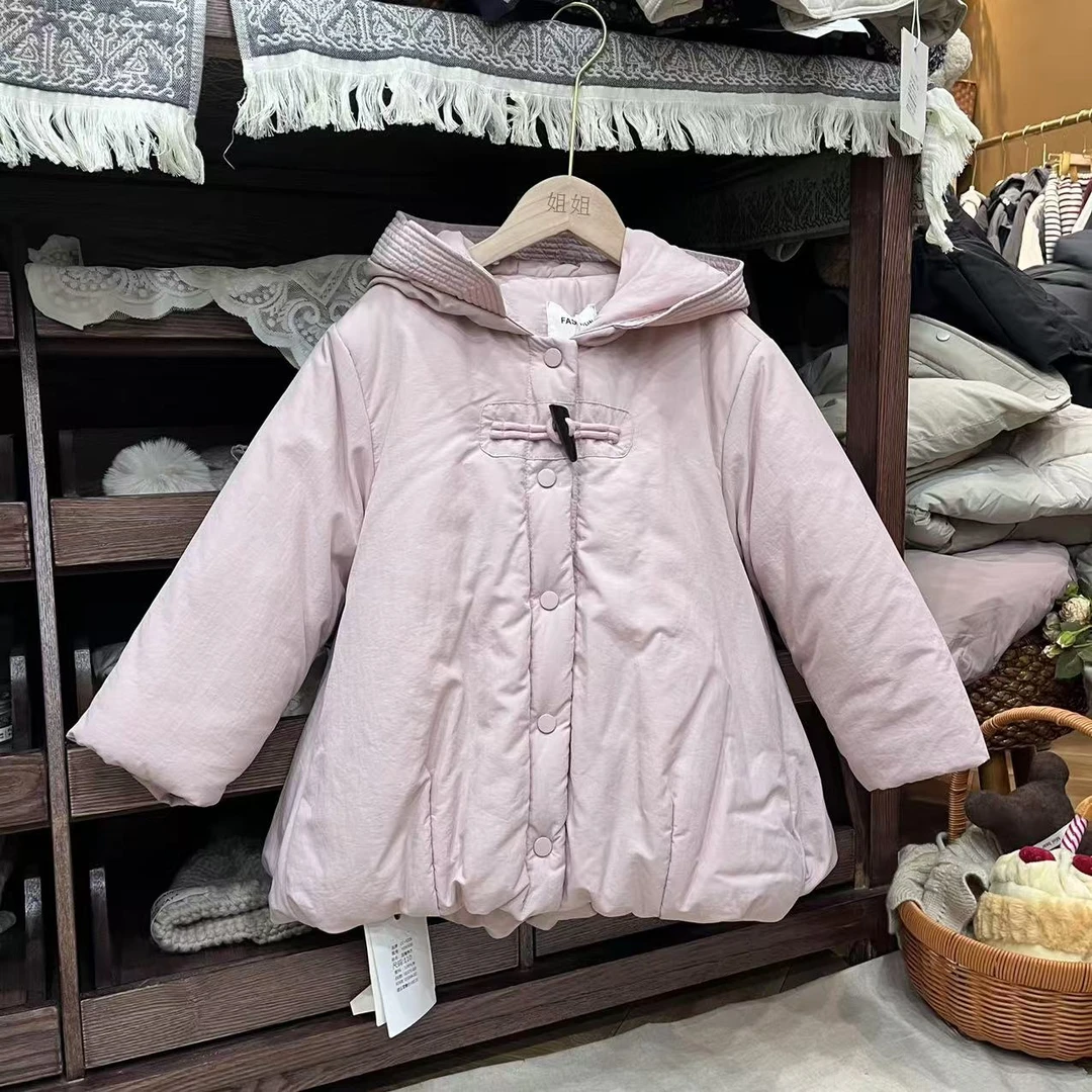 〖姐姐家〗2024冬款儿童带帽牛角扣棉服外套yd9308 sy3590