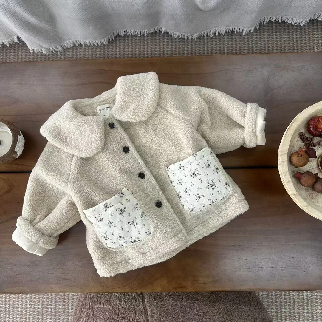 女童毛毛衣外套秋冬款2024新款儿童夹棉加厚上衣秋冬装 sy3507