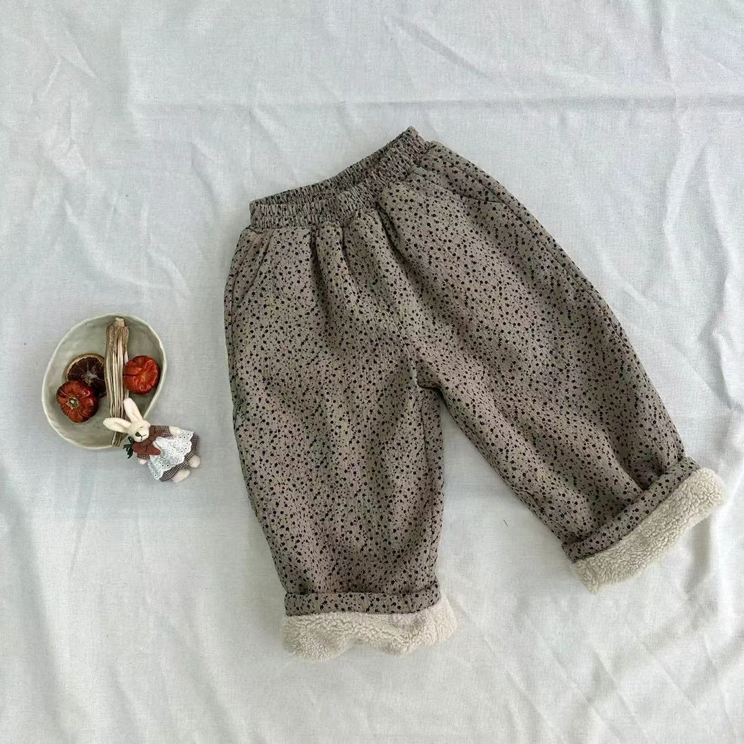 〖姐姐家〗2024冬款儿童萌娃穿搭碎花加绒休闲裤 sy3522