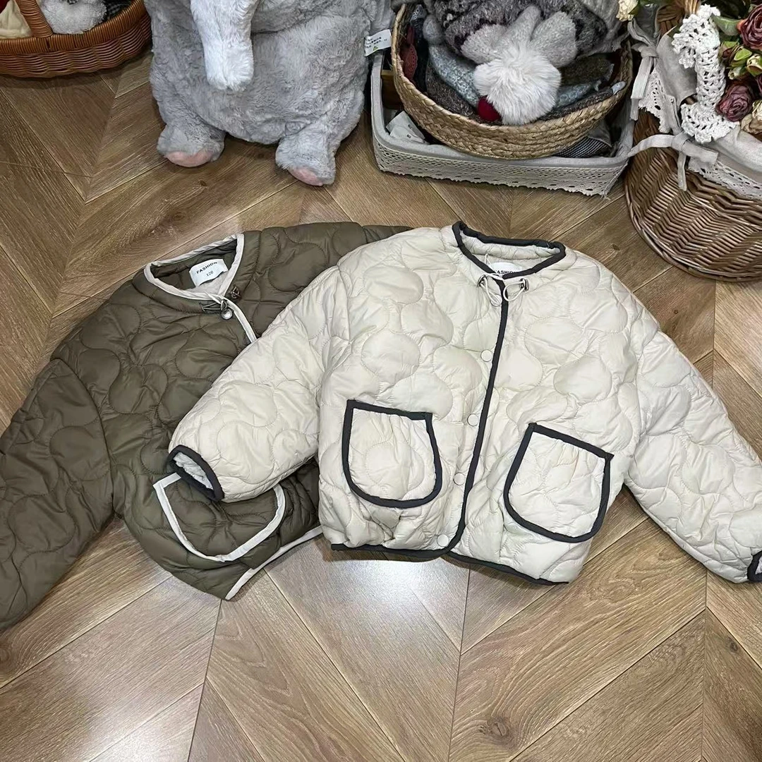 〖姐姐家〗23冬款儿童萌娃穿搭葫芦形压纹拼色外套yd9153