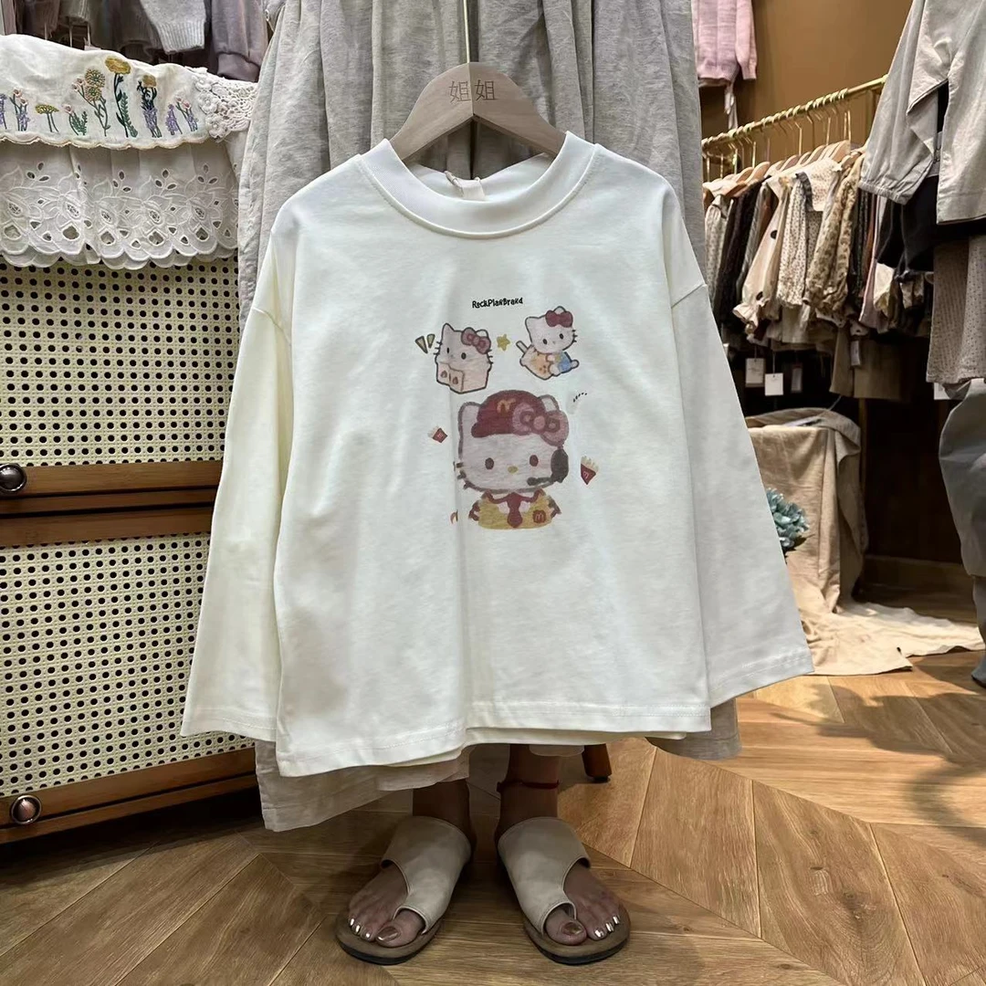 童装女童打底衫2024秋季新款长袖T恤HLKT印花韩版打底衬衫 sy3363