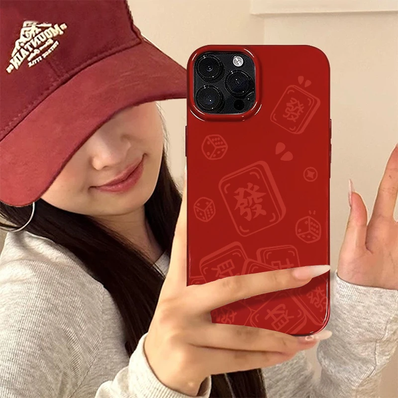 红色镂空苹果15PROMAX新款14全包13新年12防摔XS简约iPhone手机壳