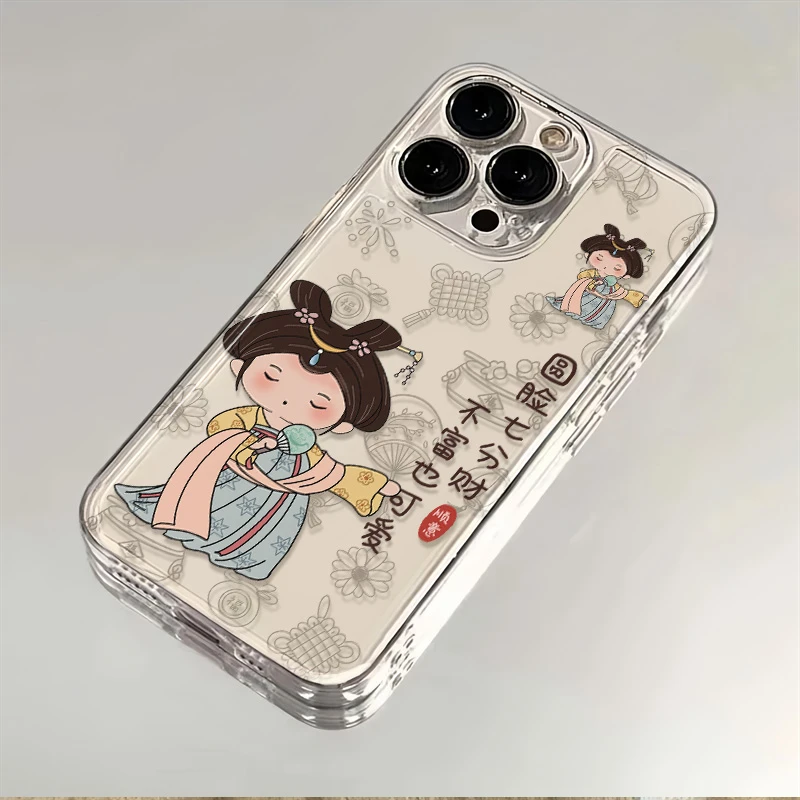 国风唐美人苹果/华为/VIVO/OPPO/荣耀/小米/三星新防摔透明手机壳