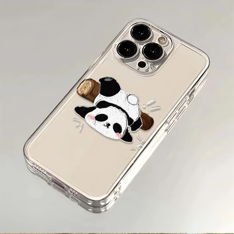 油画熊猫苹果华为荣耀OPPO小米VIVO红米三星iPhone简约透明手机壳