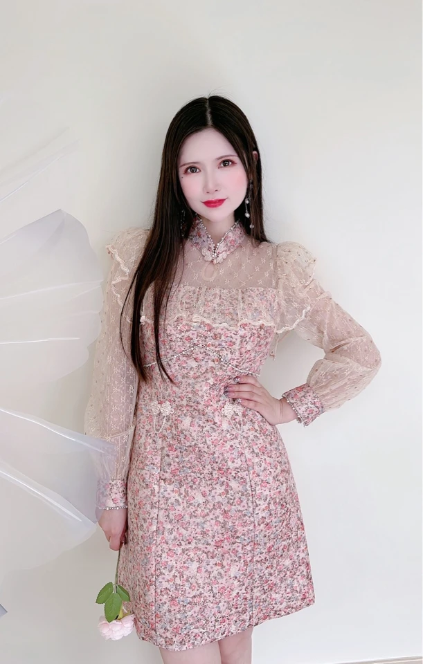 原创小众设计款精致收腰连衣裙