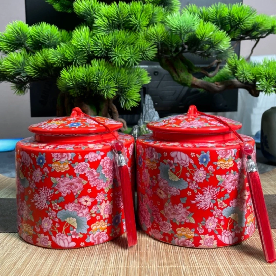 万花直筒茶叶罐密封罐储物罐