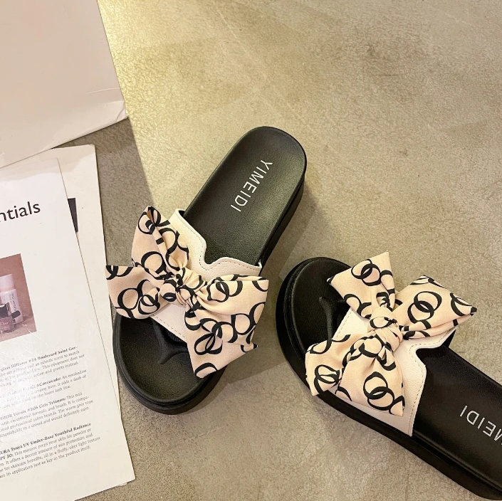 【SJZM】2024年新款厚底圆环蝶时尚百搭网红夏季软底外穿女士拖鞋