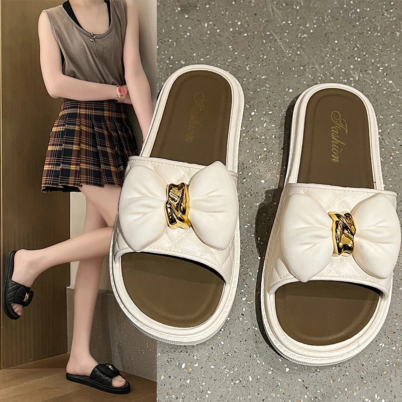 【cw】休闲软底防滑平底ins韩版仙女风2299-2蝴蝶设计百搭女一字拖