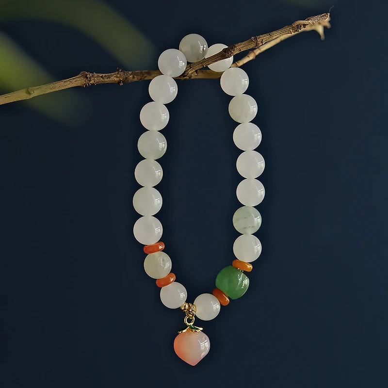 天山翠盐源玛瑙手串小桃子单圈手链多样性发一 -7148