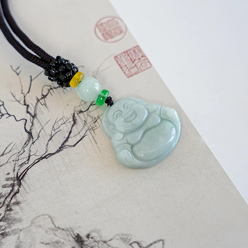 天然翡翠佛公项链吊坠国风轻奢多样性发一-2265
