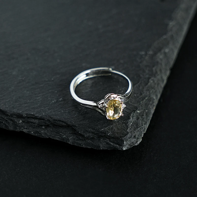气质黄水晶戒指天然水晶可调节戒指多样性发一-3179