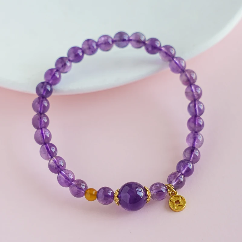 天然气质款九紫离火紫水晶单圈手链 多样性发一 -7458