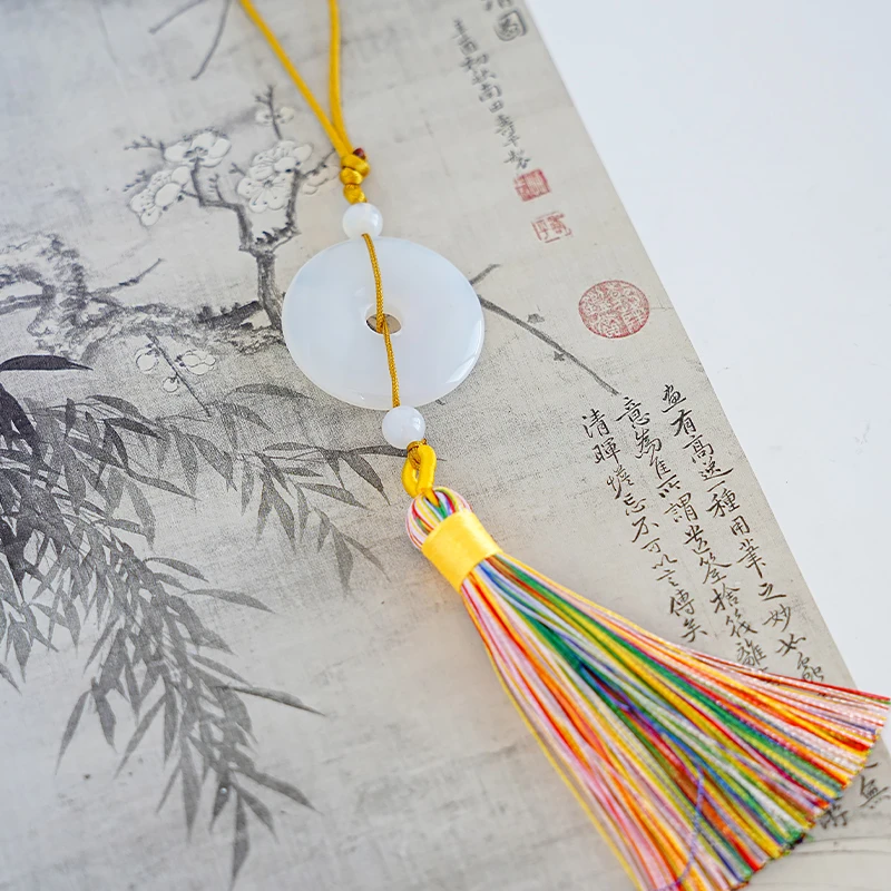 玉髓平安扣挂件五彩绳挂饰多样性发一-8028
