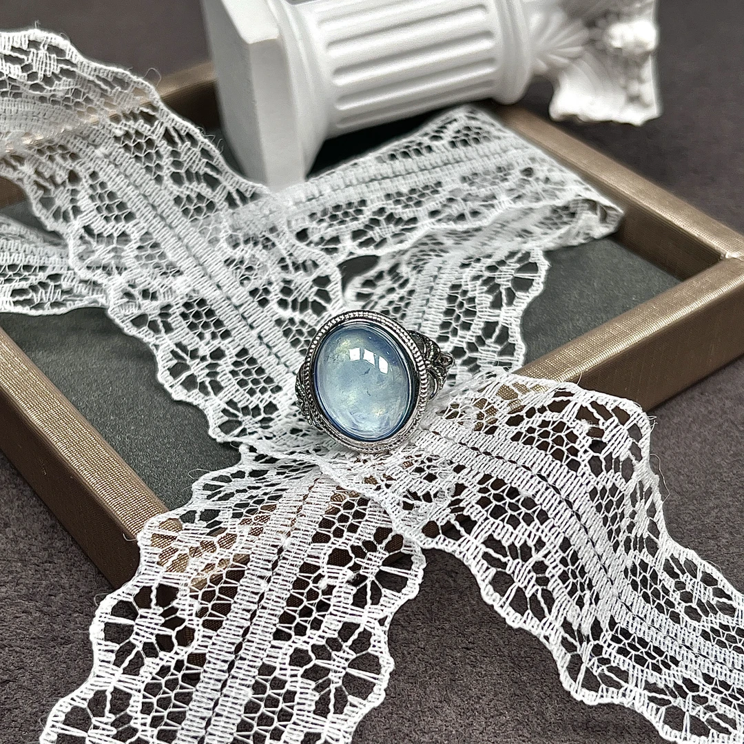 精美海蓝宝石开口可调节戒指 多样性发一-3128