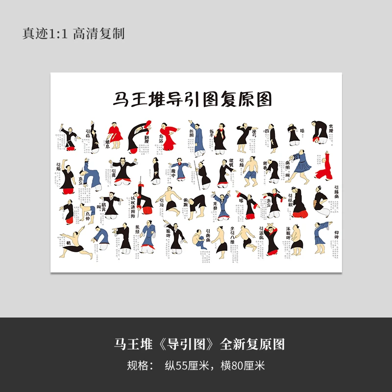 马王堆《导引图》带现代汉语注解全新高清原大复制品立轴装饰画