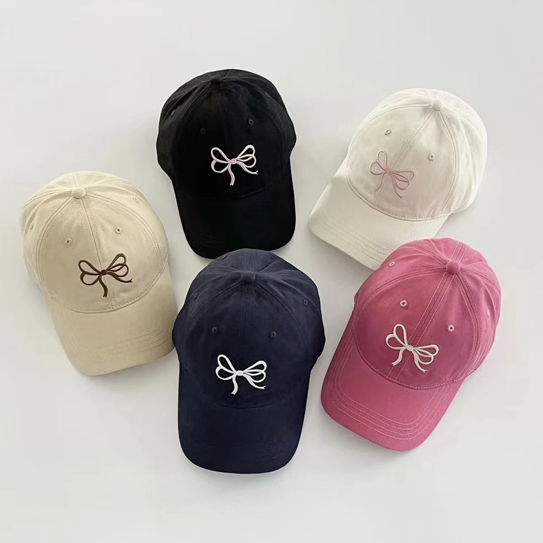 韩国ins2024春夏新款大头围蝴蝶结刺绣棒球帽显脸小鸭舌帽网红女