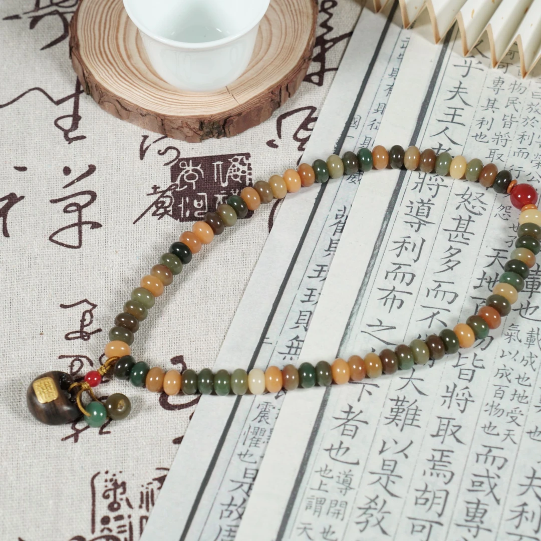 九华山敦煌菩提算盘珠平安如意五条经双圈手持手串男款