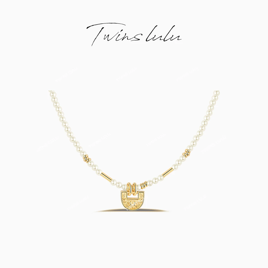 TWINS LULU 镀k金 【蓬莱】新中式雕刻喜字通勤设计感项链TSJ9546