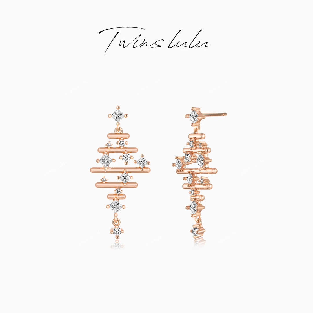 TWINS LULU 镀k金 【夏上新】设计感小众时尚鱼骨耳环TSL2410