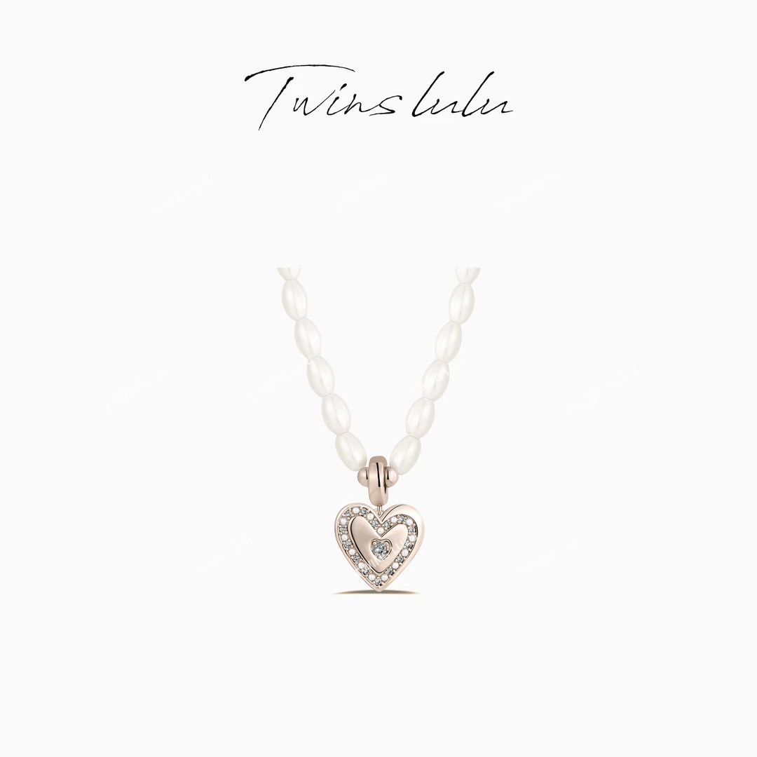 TWINS LULU 镀k金 法式【旧梦】爱心珠吊坠项链TSJ9702