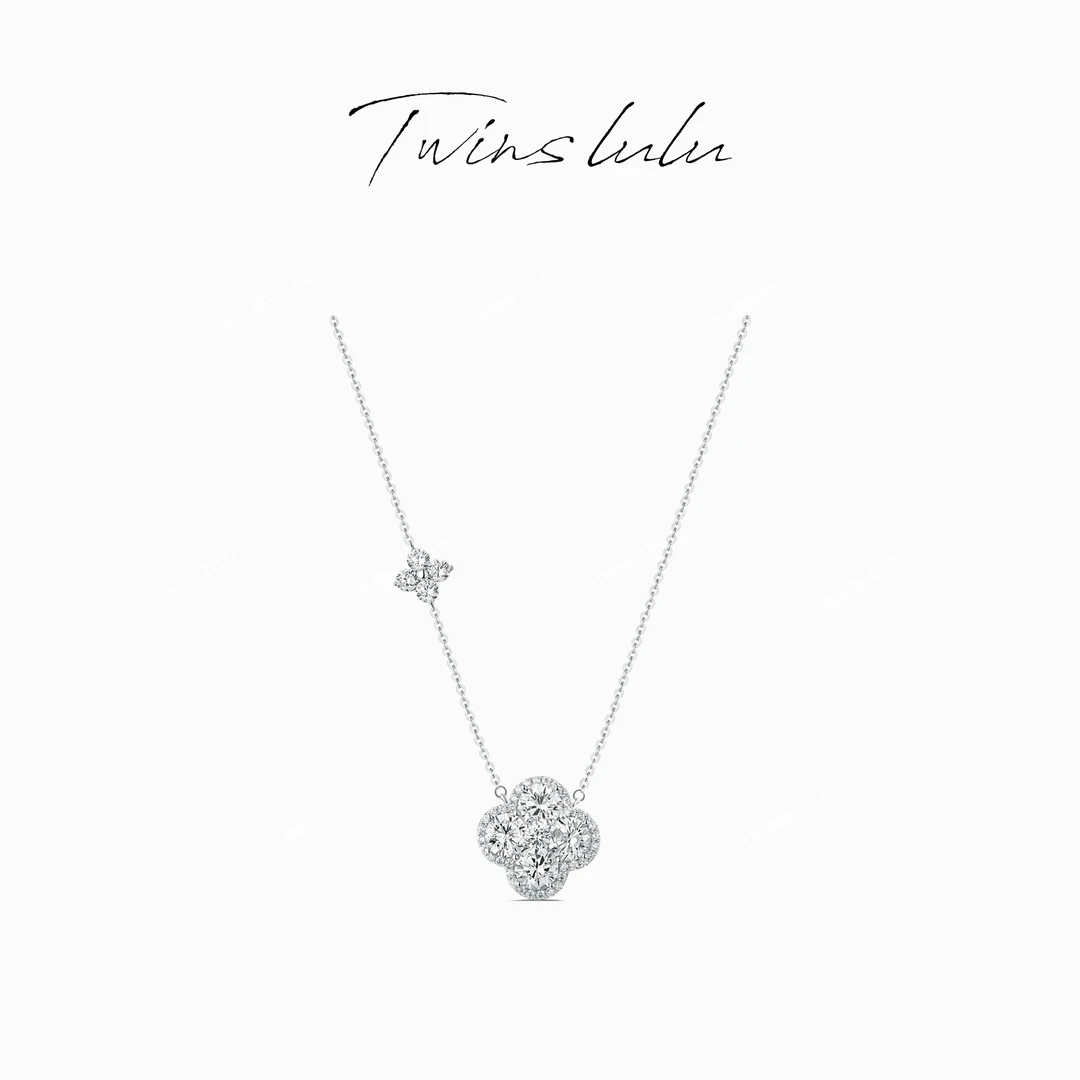 TWINS LULU925银 镀k金 轻奢设计款女神手工镶嵌四叶项链TSJ9213