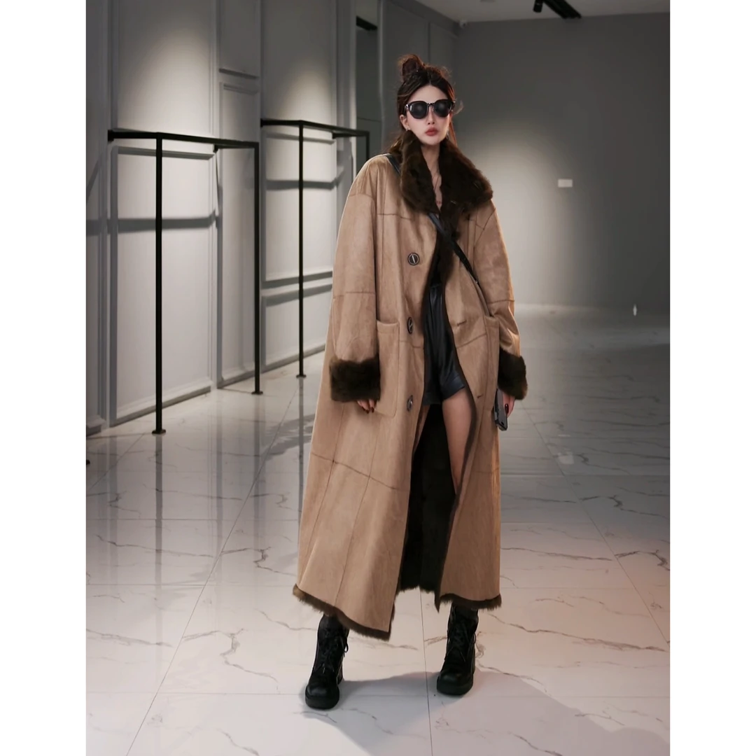 【思语】“缪斯气场” CC880919 设计师款两面穿皮毛一体兔毛皮草外套